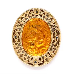 18k Yellow Gold Klimt Inspired Carved Citrine Clasp