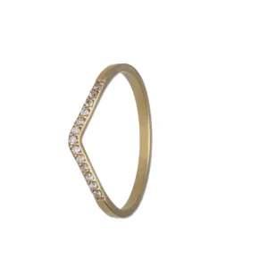 9ct Yellow Gold Pave Diamond Curved Band