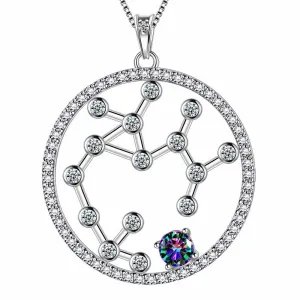 Sagittarius Zodiac Necklace Pendant Women Girls Jewelry Birthday Gift Mystic Topaz 925 Silver